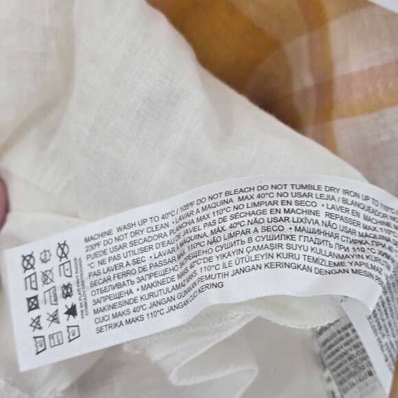 Mango MNG Mustard Yellow Checkered Gingham 100% Cotton Pockets Mini Dress XS - Picture 15 of 15